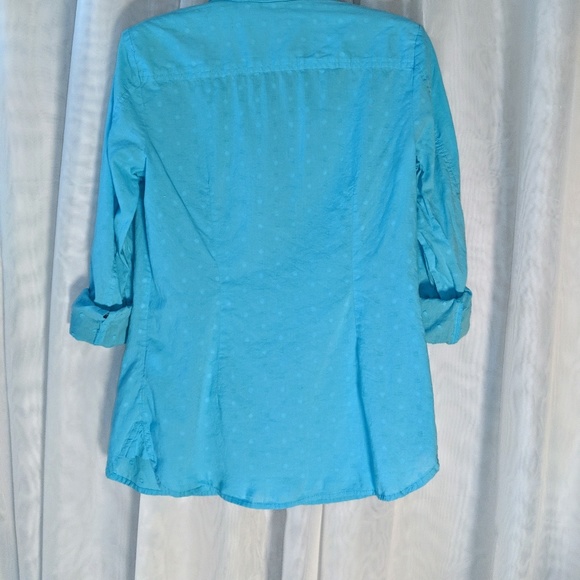 Tommy Hilfiger Textured Dot Button Down Blouse - Picture 3 of 7